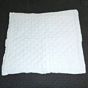 Pottery Barn porcelain blue linen diamond stitch quilted pillow sham EURO EUC